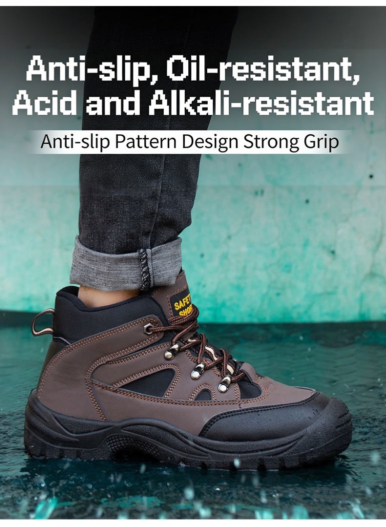 Sky View Safety Work Boots Waterproof Steel Toe shoes For Men, Leather Steel Toe Shoes Non Slip Resistant  Indestructible Lightweight Construction footwear - Image 4